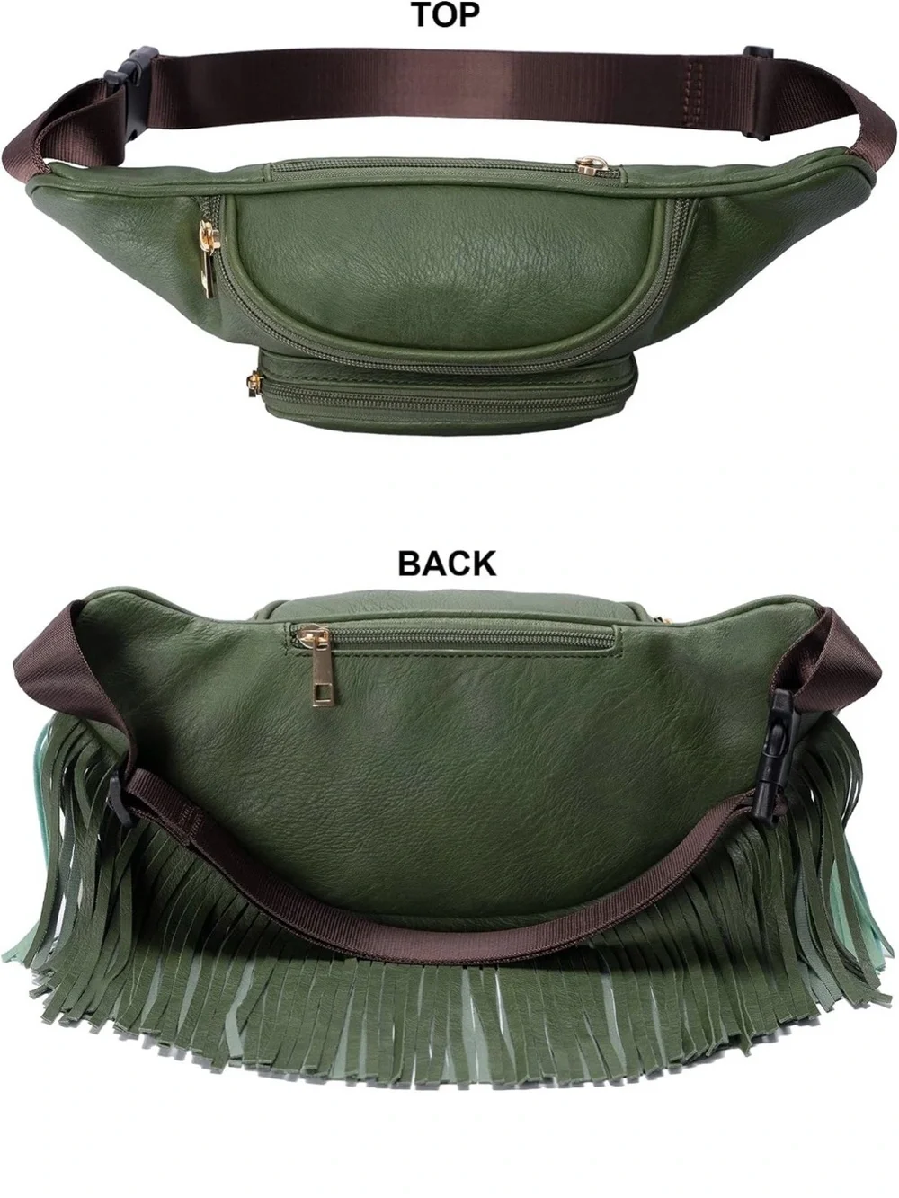 Olive Green Fringe Crossbody Belt Bag - Chic Hands-Free Carry NEW